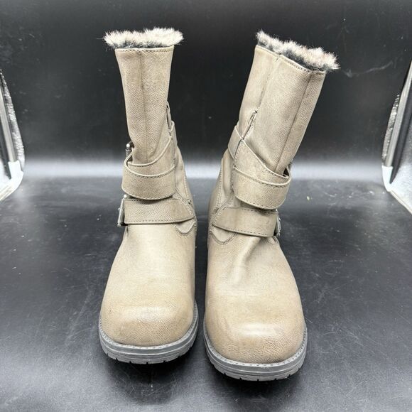 Mossimo Faux Fur Lines Heeled Boots Womens Size 8.5 - Picture 3 of 6